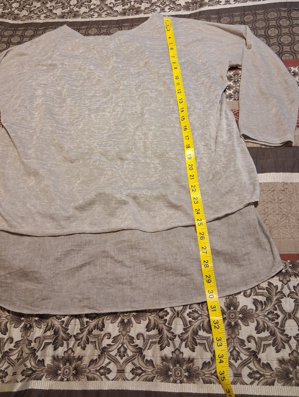 Made In Italy Women Long Sleeve Tunic Top Crewneckline  Loungelook Taupe SzM - Picture 4 of 10